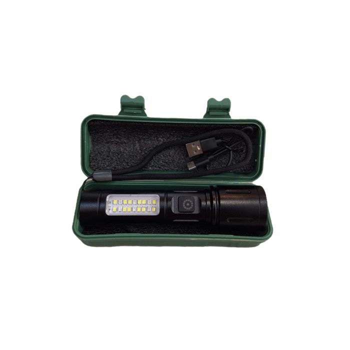 چراغ قوه پلیسی قدرتمند، مدل بزرگ، با 6 حالت نوردهی، قابل شارژ